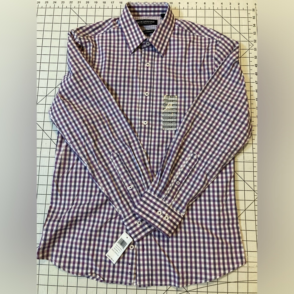 NWT Nick Graham Men’s Size 15.5-15/32-33 Small Purple Modern Fit Shirt